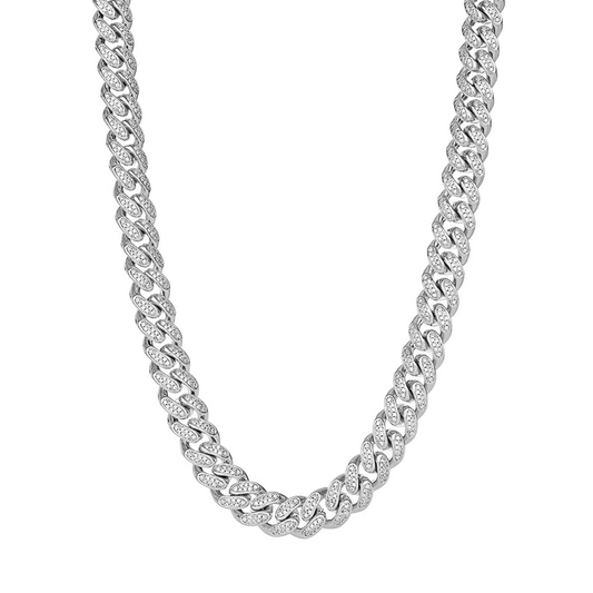 10MM ICED MIAMI CUBAN LINK CHAIN - WHITE GOLD