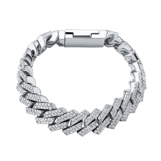 12MM PRONG LINK BRACELET - WHITE GOLD