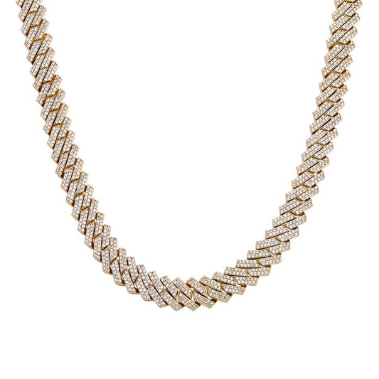 14MM DIAMOND PRONG LINK CHAIN - GOLD