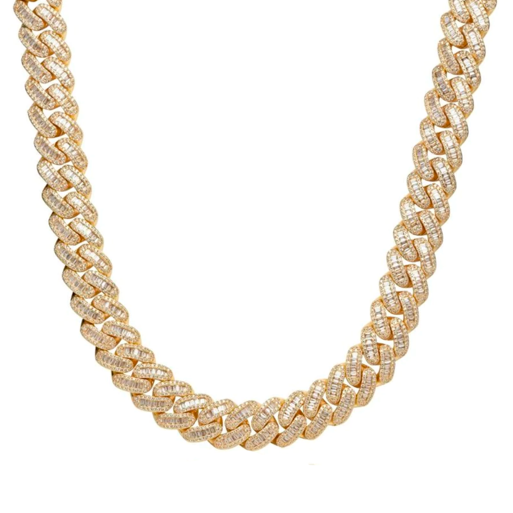 15MM BAGUETTE CUBAN LINK CHAIN - GOLD