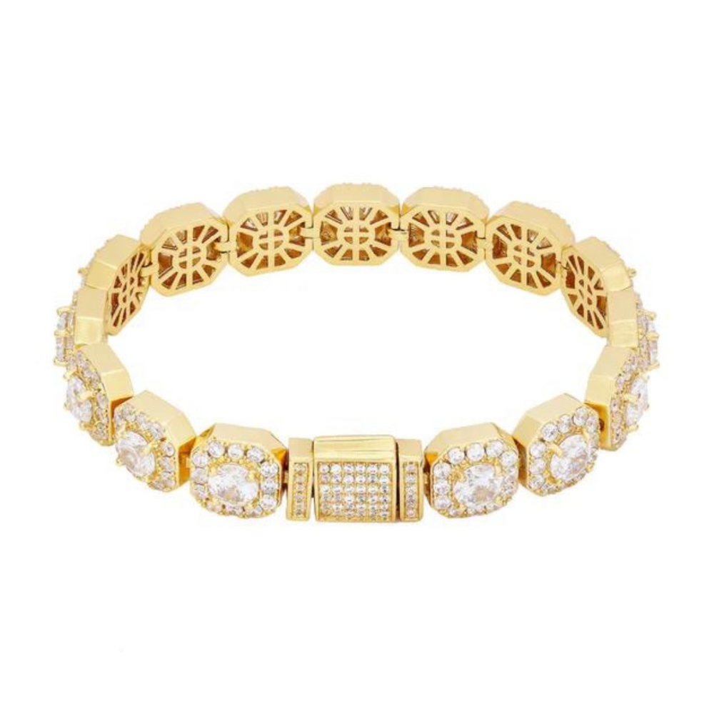 12MM CLUSTERED TENNIS BRACELET - GOLD