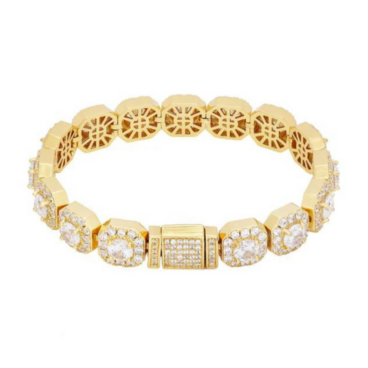 12MM CLUSTERED TENNIS BRACELET - GOLD