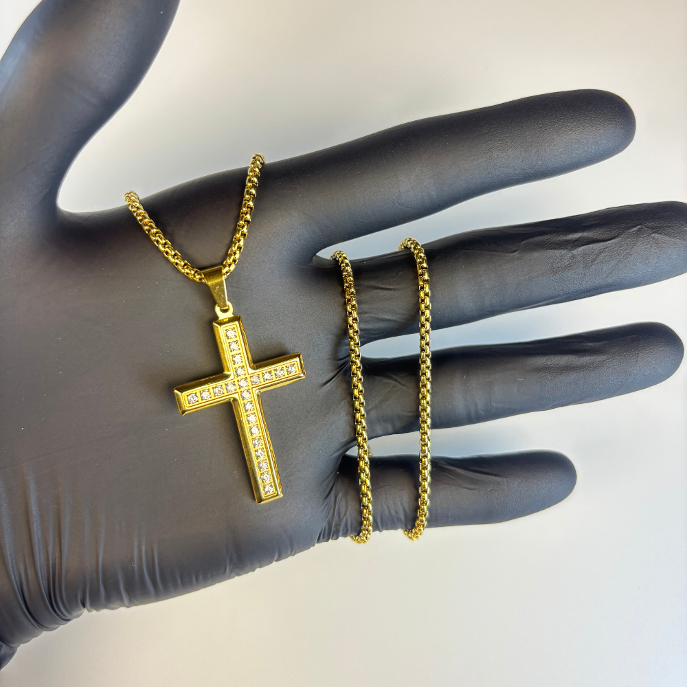 925 DIAMOND CROSS PENDANT - GOLD