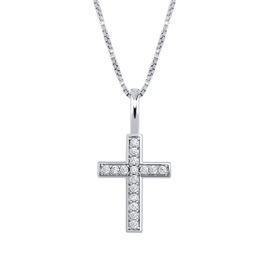 925 DIAMOND CROSS PENDANT - WHITE GOLD